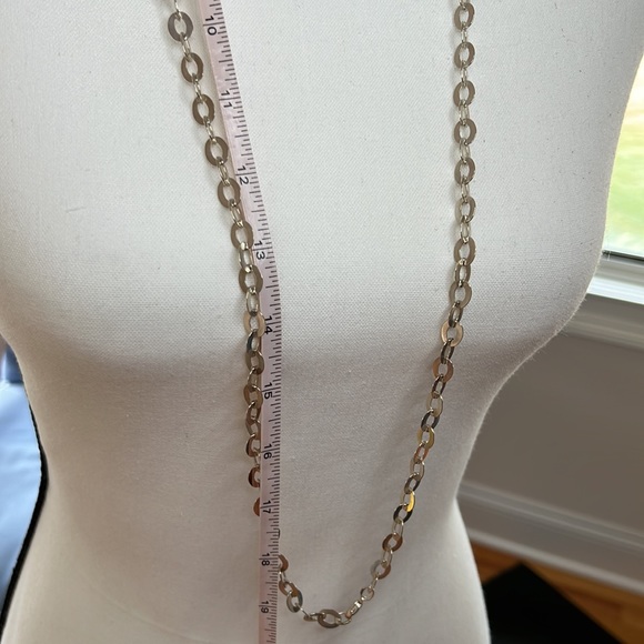 Silver color link metal necklace. Wear doubled strand or long - Picture 5 of 5